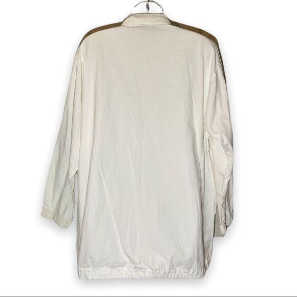 Vintage Obenna 1990s White Cotton Windbreaker Utility Jacket 3/4 Sleeves S - Picture 4 of 16